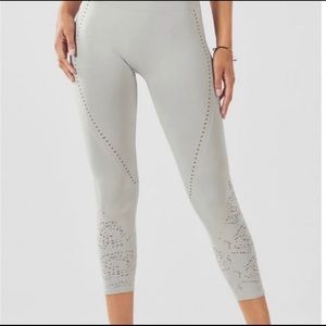 Fabletics Like New Silver Leggings w/ Mesh Med